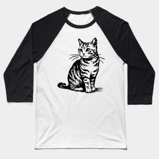 This is a simple black ink drawing of a cat Baseball T-Shirt